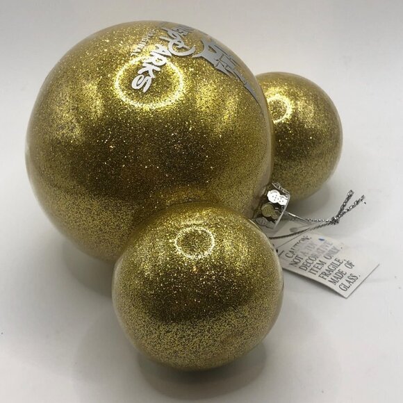 Mickey Mouse Icon Ears‎ Gold Glitter Ornament Glass Large Disney Parks - Picture 7 of 9